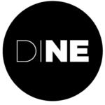DINE Nebraska logo - Black with white text