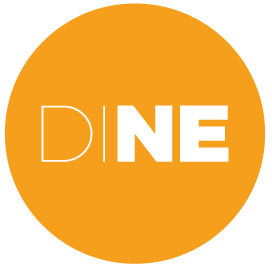 DINE Nebraska logo - Orange circle, white text