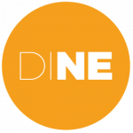 DINE Nebraska logo - Orange circle, white text